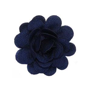 Flor adorno de tela y semillas 8cm. Azul