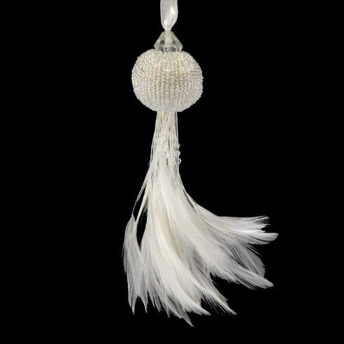 Borla plumas con cabeza rocalla 16cm