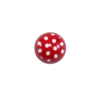 Botón rojo con lunares blancos 13mm
