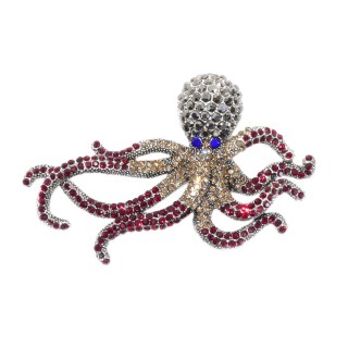 Broche fantasía cristal con imperdible. Pulpo