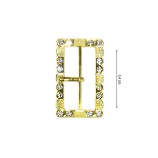 Hebilla de metal rectangular con strass 34mm. Varios colores