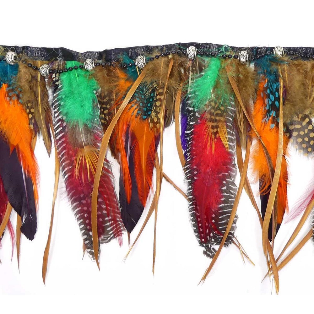 fleco de plumas de colores con abalorios cm BOLSOS